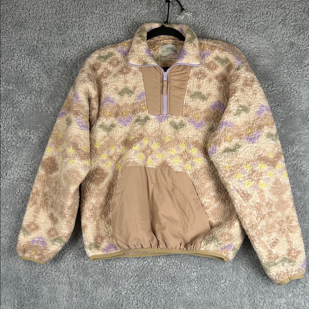 Urban Outfitters Long Sleeve Zip Sherpa Ivory Pullover Sweater Oversized  Size S - Picture 2 of 16
